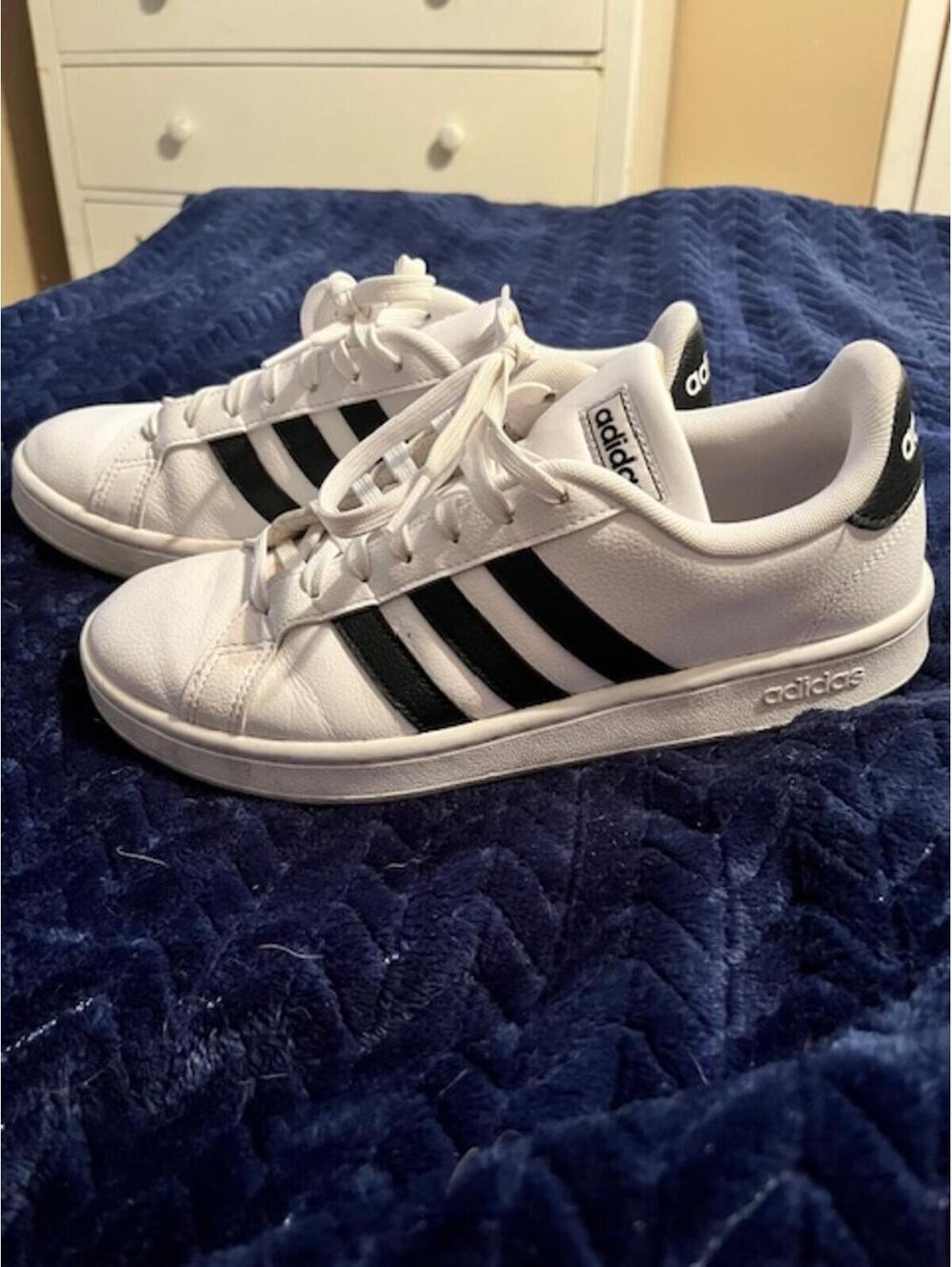 Adidas Grand Court White and Black Sneakers Size 9